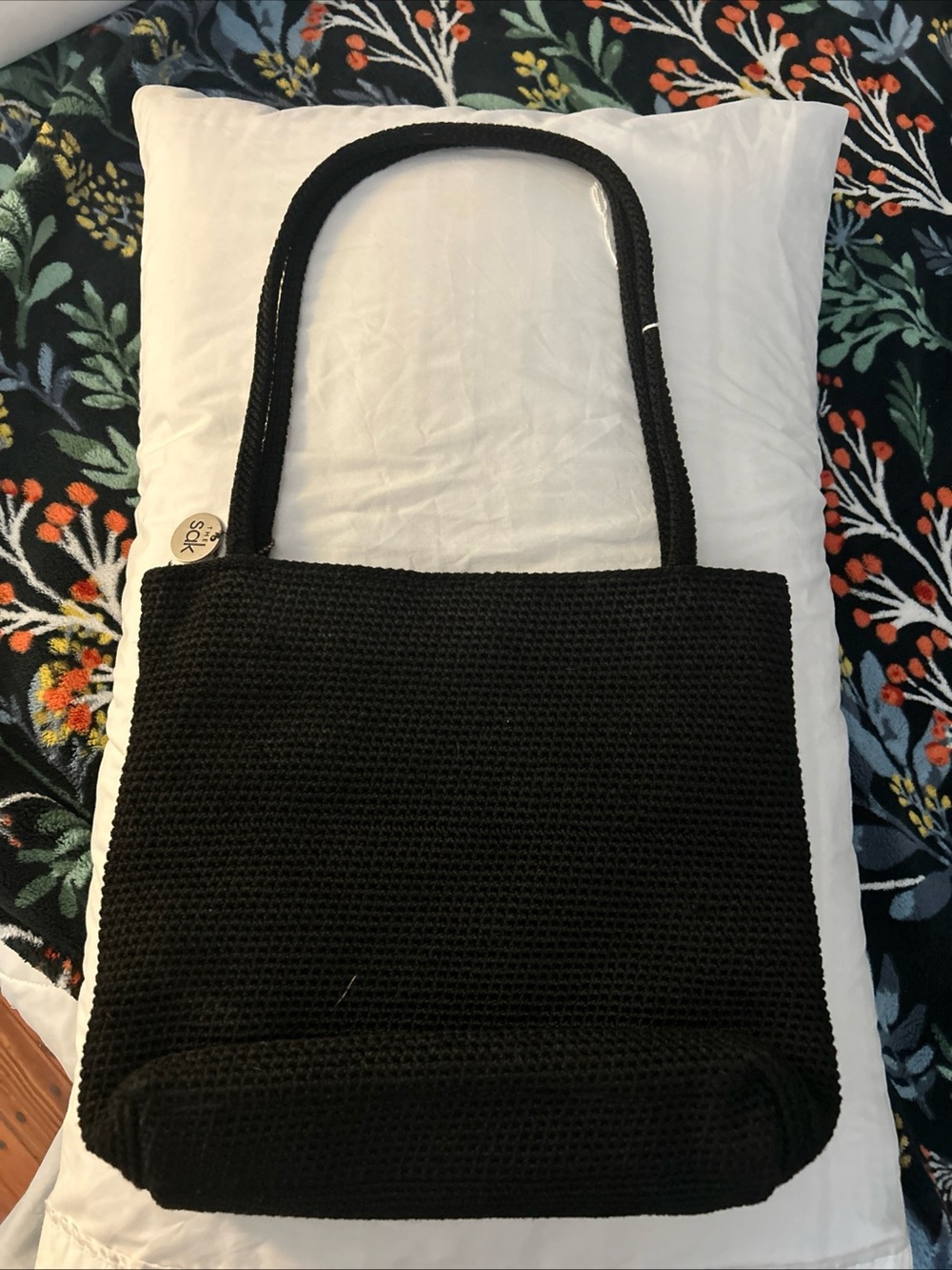 The Sak Black Crochet Shoulder Tote